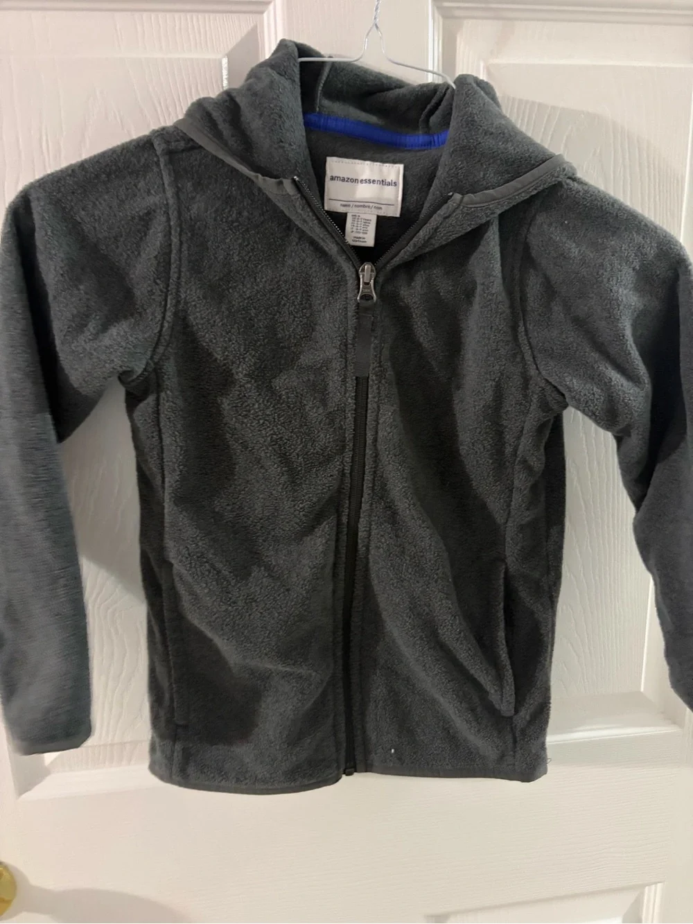 Amazon Essentials Kids Charcoal Gray Full-Zip Fleece Hoodie